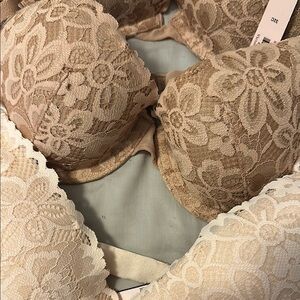 Three NWT Victoria’s Secret Elegant Lace Bras